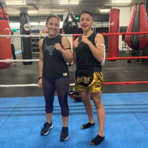 Gabby and her Muay Thai coach